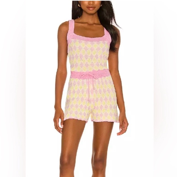 NWT Free People Pink and Yellow Pajama Romper - Picture 1 of 4
